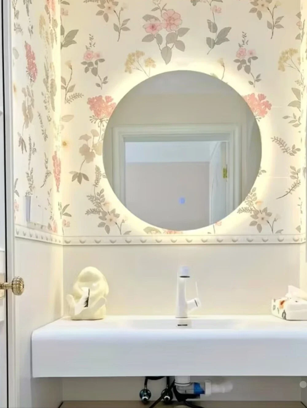 2 New Roll of cream with Pink Floral wallpaper. #1578-1736